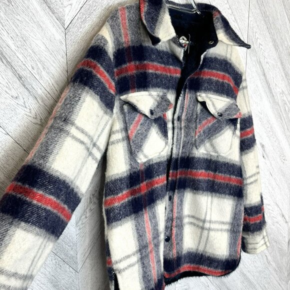 Vintage 70's Jacket Shacket Mens Size Medium Plaid Snap Front Retro Hipster - Picture 2 of 9